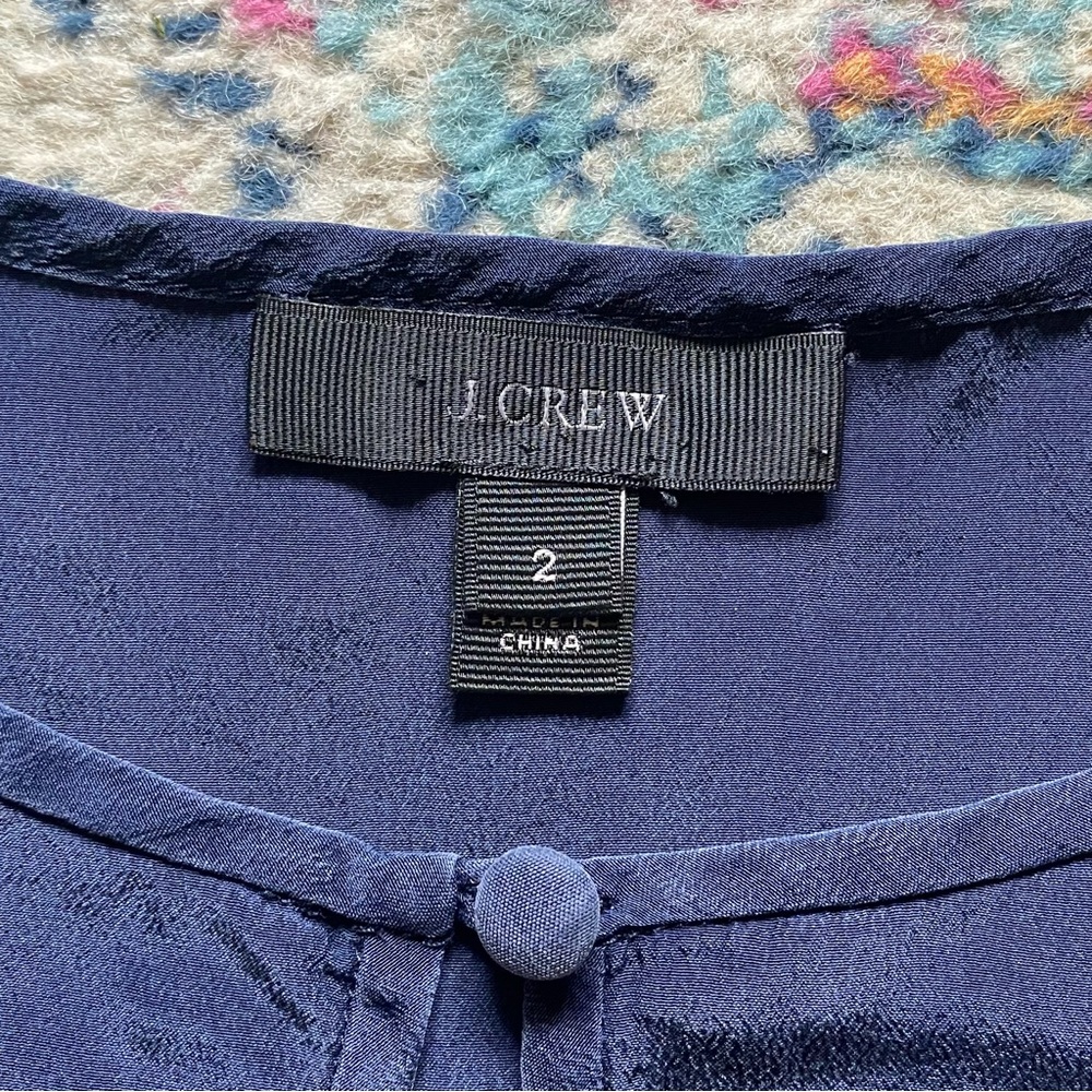 ✝️ J.Crew | Navy Blue Silk Top - Picture 6 of 7